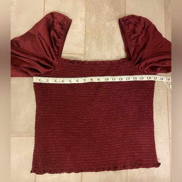 NWT Reformation Silk Chamomile Plum Burgundy Smocked Top Size 1X - Picture 6 of 8